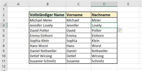 Microsoft Excel So K Nnen Sie Vor Und Nachnamen Trennen