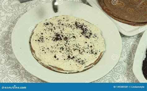 Comida Que Dise A Receta De La Torta Del Crep Almacen De Video V Deo