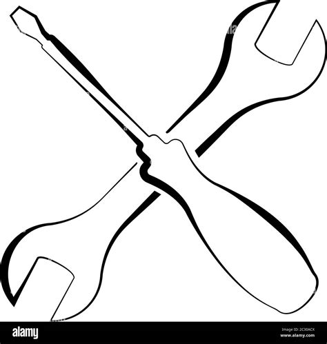 Screwdriver And Open End Wrench Vector Art Illustration Stock Vector