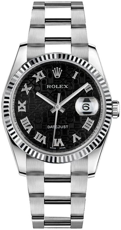 116234 Rolex Oyster Perpetual Datejust 36 Black Jubilee Dial Watch