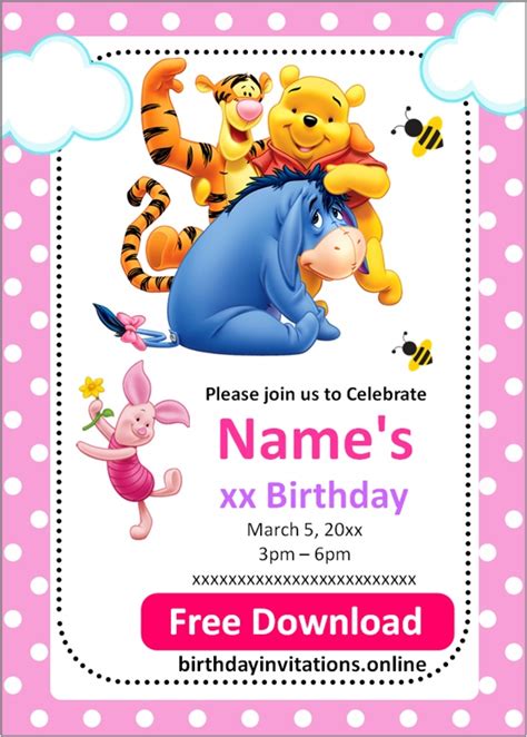 Winnie The Pooh Birthday Invitations Birthday Invitations