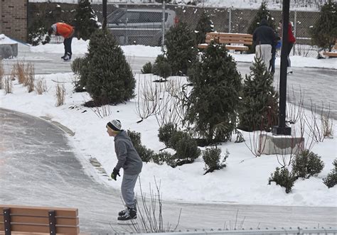 Skaters use the newly opened skate trail next to the South Park Ice ...