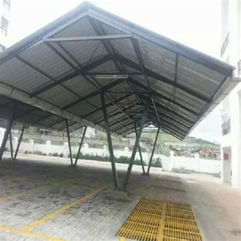 Grey Prefab Mild Steel Parking Shed Thickness 2 Mm At Rs 250 Sq Ft In