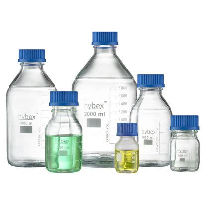 CG 8088 BOTTLES MEDIA STORAGE GL SCREW THREADS CLEAR BOROSILICATE