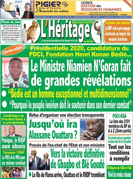 Titrologie De Aujourdhui N Du Mardi Juin Abidjan Net