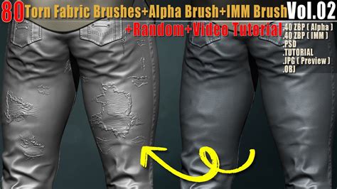 Brush 80 Torn Fabric Brushes Alpha Brush IMM Brush Video Tutorial