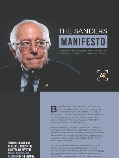 The Sanders Manifesto Pdf Bernie Sanders Democratic Party United