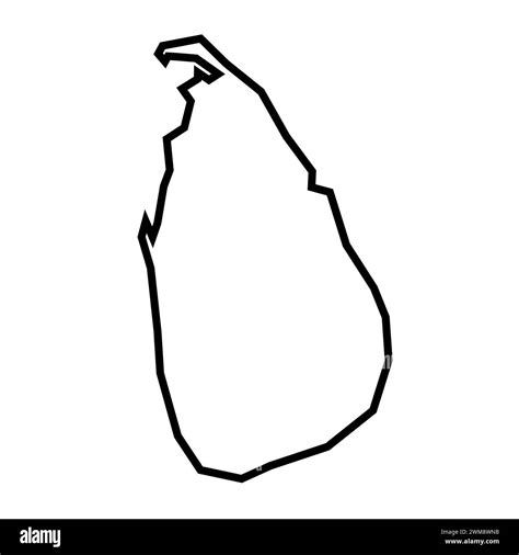 Sri Lanka Country Thick Black Outline Silhouette Simplified Map