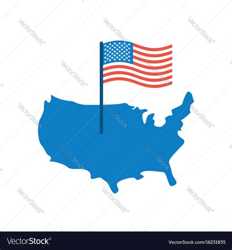 Usa map and flag america banner land area Vector Image