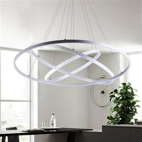 Circular Ring Led Pendant Light Fixture Modern Acrylic Aluminum