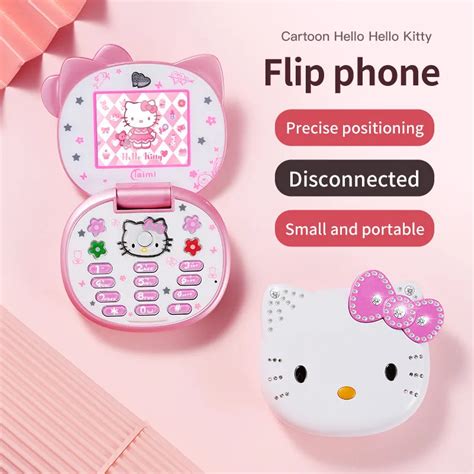 Hello Kitty Anime Figure Childrens Mobile Phone Cartoon Cute Clamshell