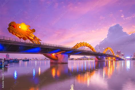 Dragon Bridge in Da Nang, vietnam at night Stock Photo | Adobe Stock