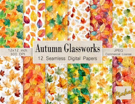 Autumn Leaves Stained Glass Patterns Graphic By Makai Digital Studios