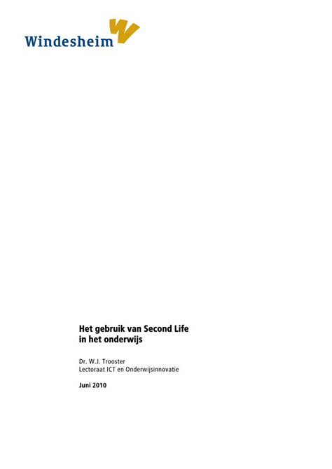 PDF Het Gebruik Van Second Life In Het Onderwijs App Uploads