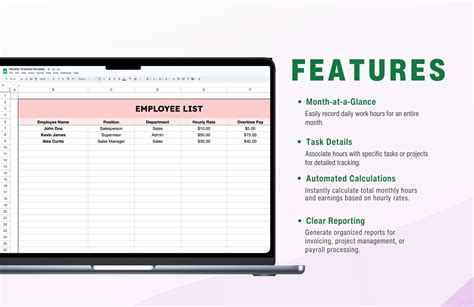 Monthly Timesheet Template in Google Sheets, Excel - Download ...