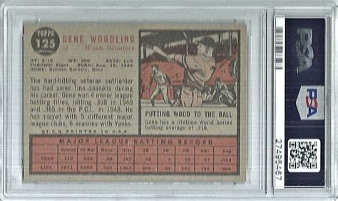 Gene Woodling Washington Senators Topps Card Psa Ex Mt