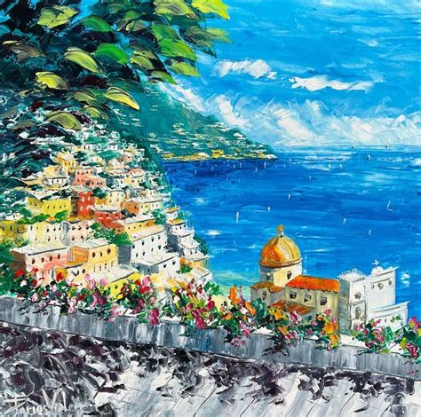 Positano Costiera Amalfitana Italia Dipinto Ad Olio Su Etsy Italia