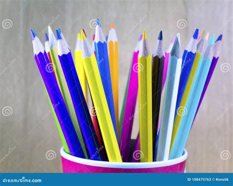 Color Pencils In A Glass Stock Image Image Of Isolated