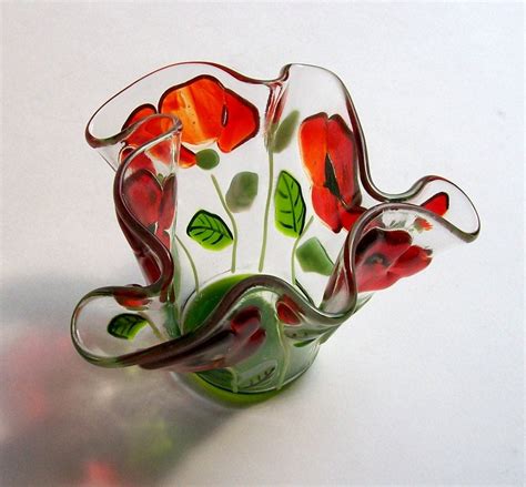 Fused Glass Candle Holdervotive Poppies