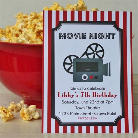 Movie Night Printable Invite | Movie night, Printable invitations ...