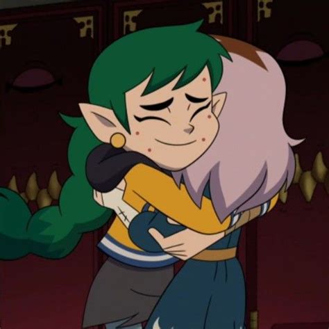 An Animated Character Hugging Another Character In Front Of A Door With