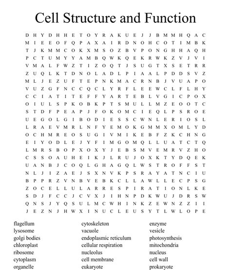 Cell Structure And Function Word Search Wordmint