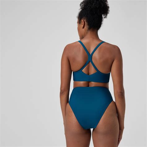 Women S Solid Hi Waist Bikini Bottom Dark Teal Speedo UK