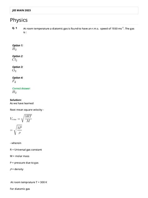 JEE Main 2023 Sample Papers | PDF | Ion | Equations