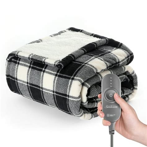 Sunbeam Microplush Sherpa Electric Heated Throw Blanket Black And