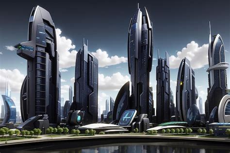 Premium Photo Organic Scifi City Futuristic D Architecture