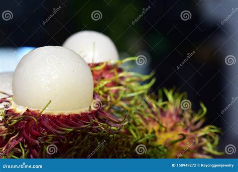 Rambutan Is A Seasonal Fruit Cooked Red Sweet Delicious Stock Photo