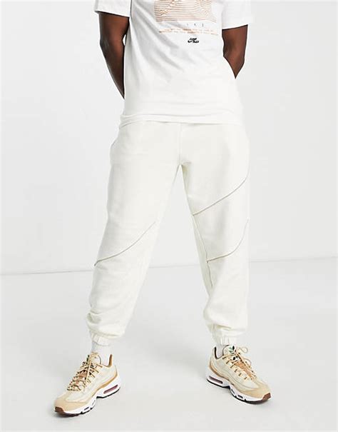 Asos Design Co Ord Oversized Tapered Joggers With Piping In Tonal Beige