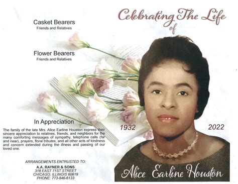 Alice E Houston Obituary Aa Rayner And Sons Funeral Homes