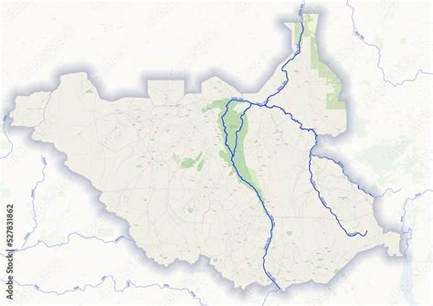 South Sudan physical map with important rivers the capital and big ...