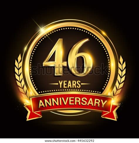 Celebrating 46 Years Anniversary Logo Golden Stock Vector Royalty Free