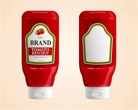 Premium Vector 3d Tomato Ketchup Bottle Mockups One With A Designed Label And Another With