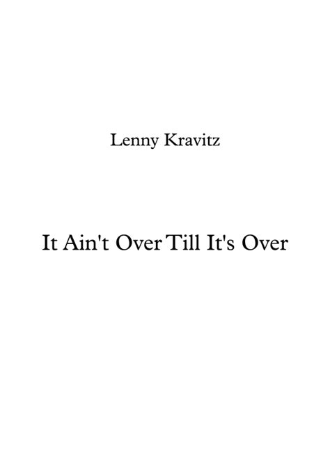 It Ain T Over Til It S Over Sheet Music Lenny Kravitz String Quartet