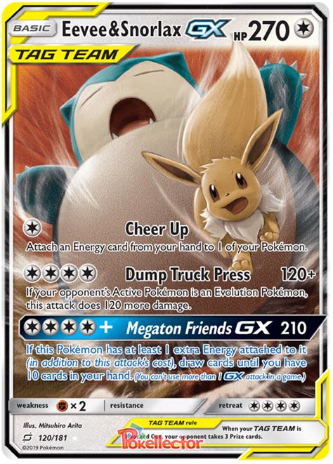 Eevee And Snorlax Gx Team Up 120 Pokemon Card