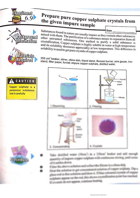 SOLUTION Chemistry 9th Experiment 6 9 Prepare Pure Copper Sulphate