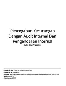 PENCEGAHAN KECURANGAN DENGAN AUDIT INTERNAL DAN PENGENDALIAN INTERNAL