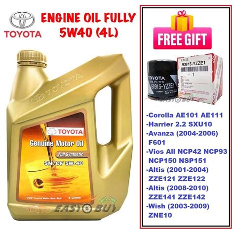 Engine Oil Toyota Fully Synthetic Sn Cf W W Genuine Engine Oil