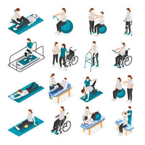 Physiotherapy Rehabilitation Isometric Concept Stock Vector By