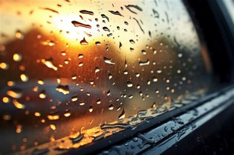 Gotas De Chuva De Gua Cintilante Janela Do Carro Textura Molhada Gerar