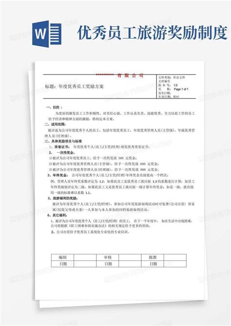 年度优秀员工奖励方案word模板下载编号qgnzadnp熊猫办公