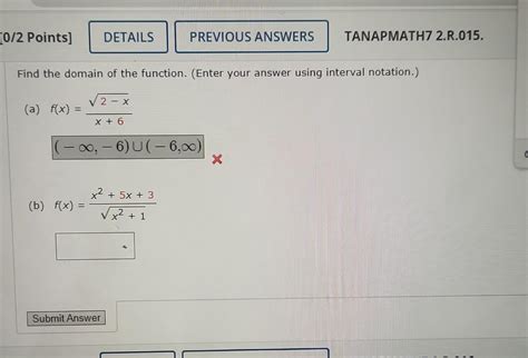 Solved −∞−6∪−6∞ Fxx21x25x3find The Domain Of The