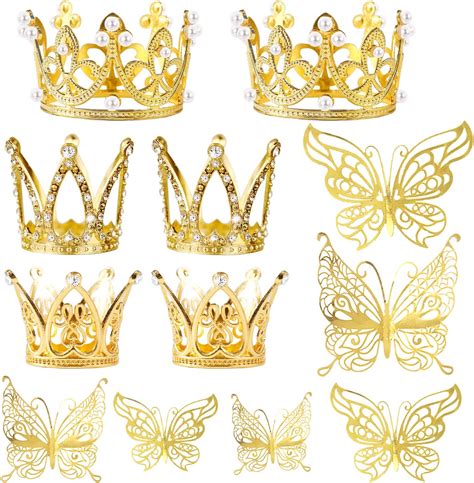 30 Pieces Mini Crown Cake Topper Small Gold Crown Mini