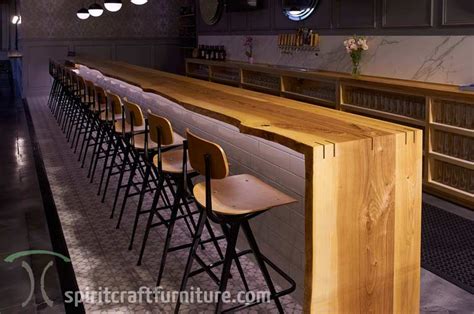 Live Edge Ash Bar Tops and Restaurant Tables at Chicago Brewery