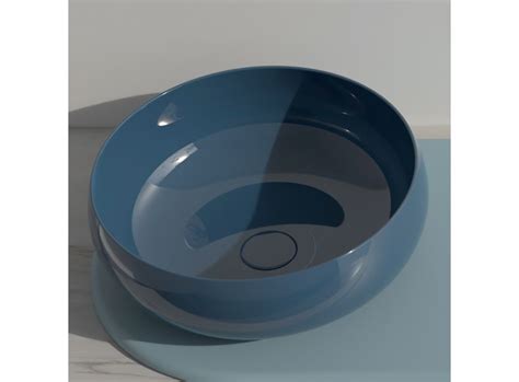 Lavabo Da Appoggio Rotondo In Ceramica Colorata