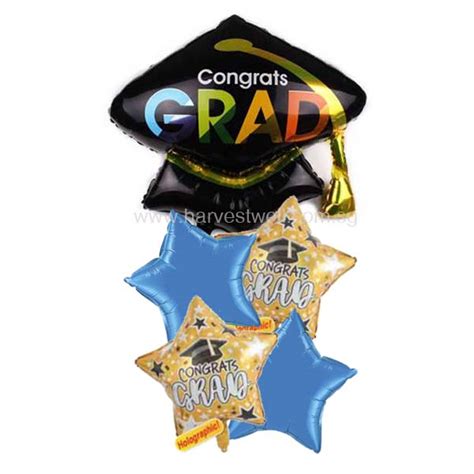 Colorful Graduation Cap Balloon Bouquet [bq Grad Cap Ii] 37 90