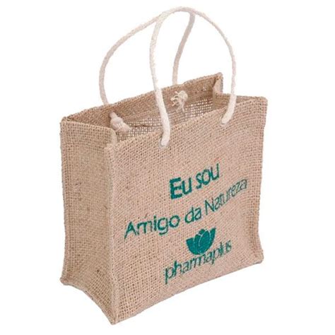 15 Ecobags em juta alças algodão personalizada Sacola